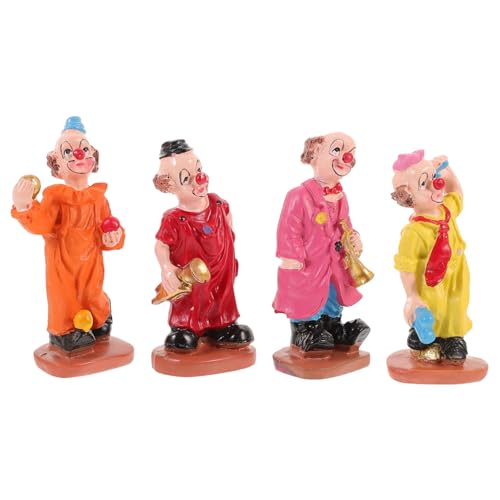 jojofuny 4 Stück Clown-Ornament-Modell Mini-Clown-Figur Clownpuppen Kleine Menschenfiguren Sandkasten-Clown-Figur Clown-kuchendekorationen Clown-puppenfigur Kind Halloween Harz Berater von jojofuny