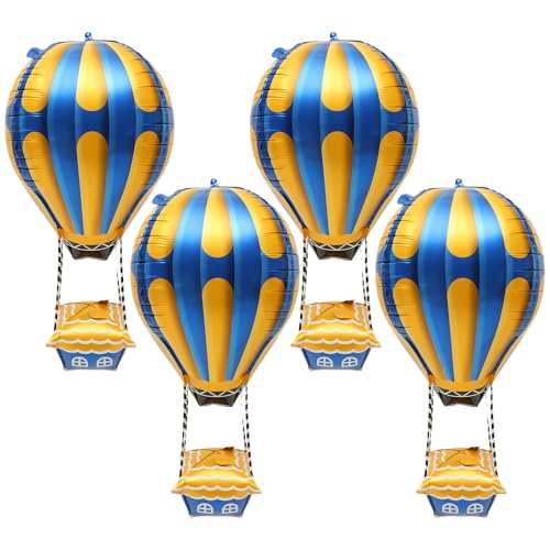 jojofuny 4 Stück Heißluftballon Geburtstag Luftballons Partyballons Folienballon Kinderparty Ballon Hängender Ballon Karneval Ballon Tischdeko Partybedarf Baby Aluminiumfolie Aufblasbar von jojofuny