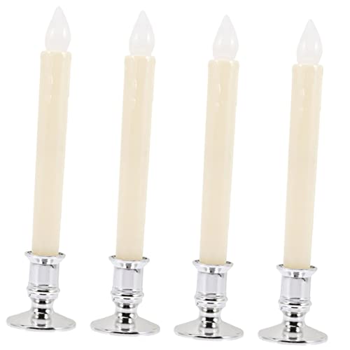 jojofuny 4er Set Flammenlose Kerzen Lange LED Wachskerzen Mit Silberbasis Batteriebetriebene Dekoration Für Weihnachten Hochzeiten Und Feste Ideal Für Stimmungsvolle von jojofuny