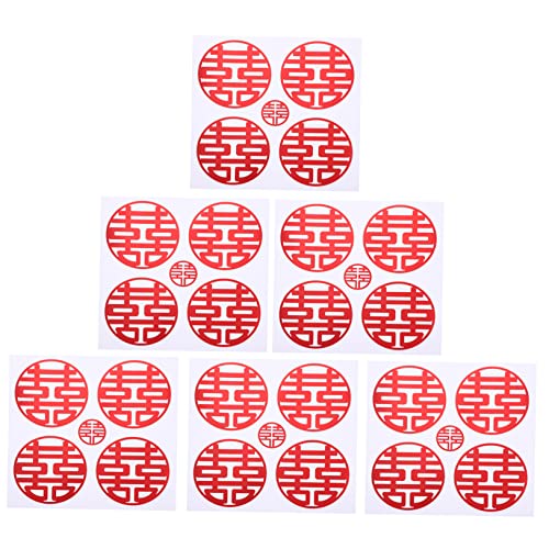 jojofuny 50 Blatt selbstklebende Aufkleber Wohnkultur Aufkleber für Scrapbooking die chinesen dekoration schlafzimmer wedding sticker Hochzeitsaccessoire traditionelle Hochzeitsdeko PVC rot von jojofuny