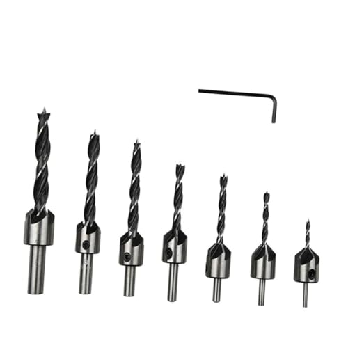 jojofuny 7 Teiliges Entgratungs Und Senkbohrer Set Aus Hochgeschwindigkeitsstahl Mit Wrench Für Präzise Bohrungen Und Holzarbeiten Ideal Für Entgraten Und Abkanten von jojofuny