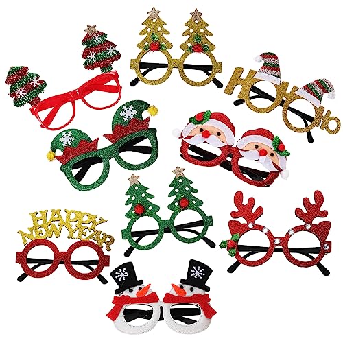 jojofuny 9st Weihnachtsdekoration Gläser Weihnachtsbrille Weihnachtsbaum Brille Reindree-brille Weihnachtsfoto-requisiten Lustige Brille Neujahrsparty-brille Weihnachten Plastik Partybedarf von jojofuny