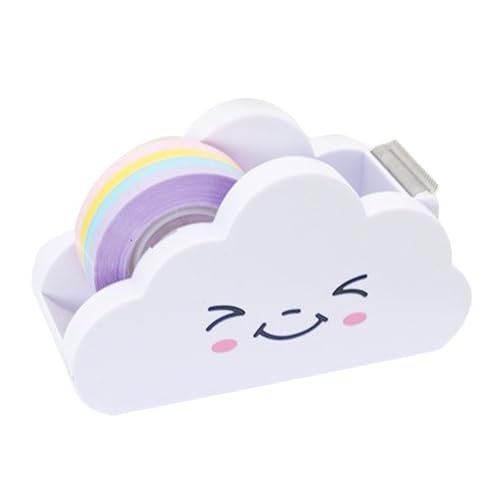 jojofuny Büro-Klebebandabroller Desktop-Klebebandabroller Wolkenform Büro Schreibtisch Klebebandabroller Cutter mit Regenbogen Klebeband Rolle für Masking Washi-Klebeband Home Office Schule Supplies Klebeband Rollenspender von jojofuny