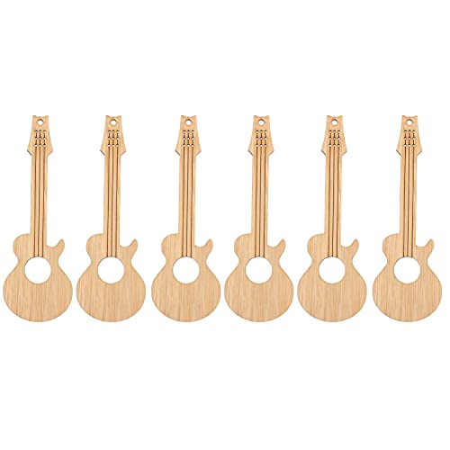 jojofuny Holz Blanko Lesezeichen Streudeko Holzscheiben: 6pcs Holz Gitarre zum Basteln Bemalen Tischdeko Holzstücke Holzschilder DIY Holz Tags für Hochzeit Taufe Geburtstag Valentinstag Deko von jojofuny