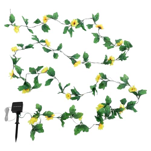 jojofuny Solar-Lichterketten fairy lights feenlampe solar garden lighting sonnenblumen deko garten dekoration draußen Terrasse Rasen geführte Lichterketten Solarleuchten für den Garten PVC von jojofuny