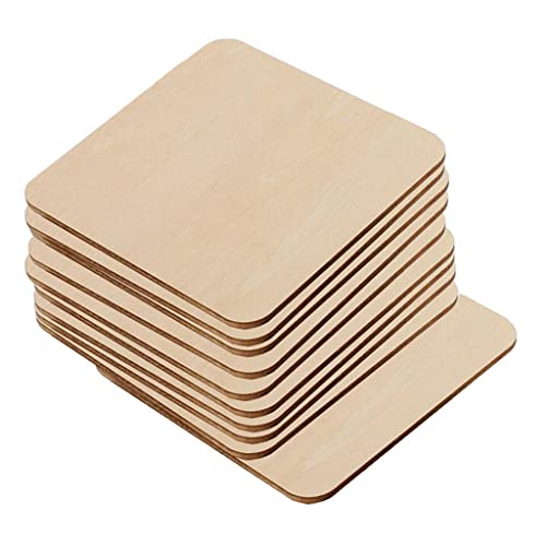 Jojomis 10 Stück blanko Holz Naturscheiben Holzquadrate Ausschnitte für DIY Handwerk 7 cm von jojomis