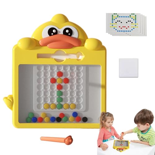 jopiuieo Magnetisches Punktbrett, magnetisches Zeichenbrett, Magnetischer Zeichenblock mit Cartoon-Ente und Punktperlen, Vorschulspielzeug, magnetisches Punkt-Zeichenbrett, Reisespielzeug für und von jopiuieo