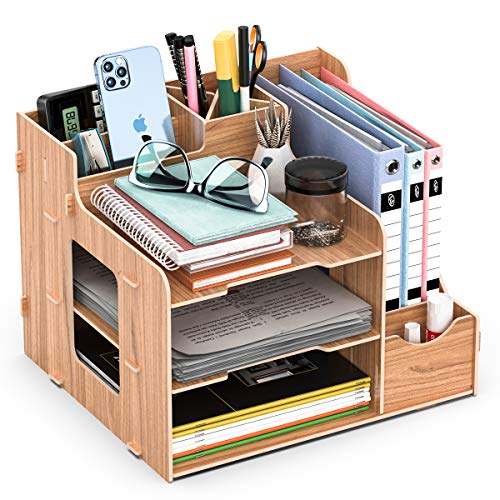 jopoo Schreibtisch Organizer Dokumentenablage Holz Briefablage Papierablage Stehsammler Zeitschriftensammler Für Büro A4 Papier Brief von jopoo