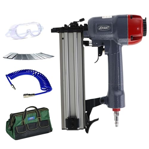 Pneumatische Brad Nailer Gun, Feuert 18 Gauge 1/4 „-2“ Brad Nails mit Tragetasche, Nägel: 320 * 3/4„ 320 * 1“ 320 * 2 „und Luftpumpe Rohr, Ideal für Polsterung von jovant