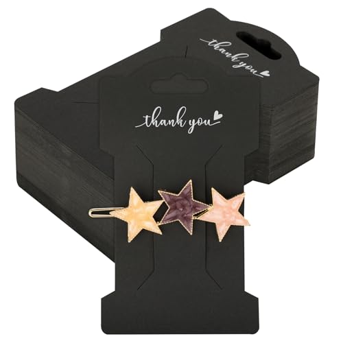 joycraft Haarspangen-Display-Karten, 100 Stück, Haarspangen-Display-Karten, 11,4 x 6,6 cm, schwarze Clip-Display-Karten, 350 g/m² Kartonpapier für Haar-Accessoires, Präsentation und Organisation von joycraft