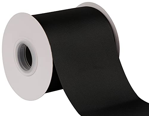 Joycrosso 10,2 cm grob geripptes Band, 22,7 Meter Rolle Set für Stuhlschärpe, Geschenkverpackung, Party, Heimdekoration, Bastelbedarf, schwarz von joycrosso