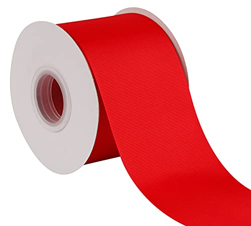 Joycrosso 7,6 cm grob geripptes Geschenkband, 22 Meter Rolle für Stuhlschärpe, Geschenkverpackung, Party, Heimdekoration, Bastelbedarf, rot von joycrosso