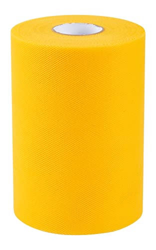 Joycrosso Tüllstoff-Rollen, 15 cm x 91 m, Organza-Tüll, Polyester, Netzspule für Hochzeiten, Dekorationen, Geschenk, Babyparty, Basteln, Tutu-Rock, weich und drapiert (Gelbgold) von joycrosso