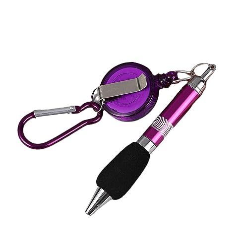 joyxiwa 3 Stück feine Spitze 0,5 mm Metall Kordelzug Kugelschreiber Lanyard Schnur Wandern Verschluss Schlüsselanhänger leicht ziehen Schreibwaren Stift für Home School Office Supplies-lila, 0,5 mm von joyxiwa