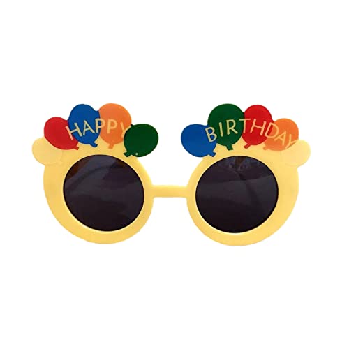 joyxiwa Geburtstag schrullige Urlaub Brille übertriebene Persönlichkeit Prom Brille Foto Requisiten Brille für Erwachsene Teens Gelber Ballon von joyxiwa