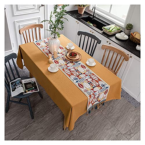 Tischdecke, Baumwolle und Leinen, rechteckig, für Wohnzimmer, Couchtisch, Tischläufer-Set, modern, einfach und abwischbar (3# 90 x 130 cm) von jsfdsfhsdjdjgrieurfews