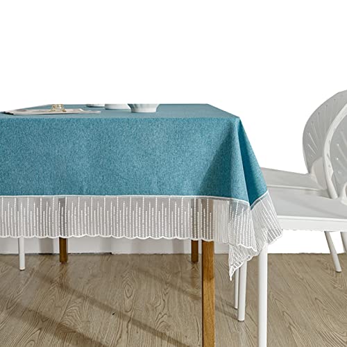 Tischdecke, öldicht, 100 % staubdicht, wasserdicht, nordische Baumwollleinen, Outdoor-Tischdecken für rechteckige Tische (Größe: 120 x 120 cm, Farbe: Himmelblau) (Pfauenblau, 140 x 140 cm) von jsfdsfhsdjdjgrieurfews