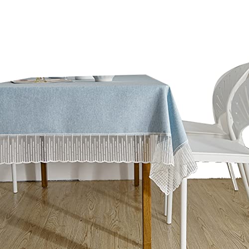 Tischdecke, öldicht, 100 % staubdicht, wasserdicht, nordische Baumwollleinen, Outdoor-Tischdecken für rechteckige Tische (Größe: 120 x 120 cm, Farbe: Himmelblau, 160 x 160 cm) von jsfdsfhsdjdjgrieurfews