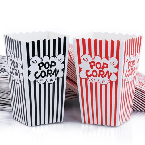 jsysj 60 Stücke Popcorn Boxen, Kinder Kleine Gestreift Popcorn Tüten, Papier Candy Bar Tüte, Party Papiertüte, Snackbox für Startseite, Hochzeit, Filmabend oder Party von jsysj