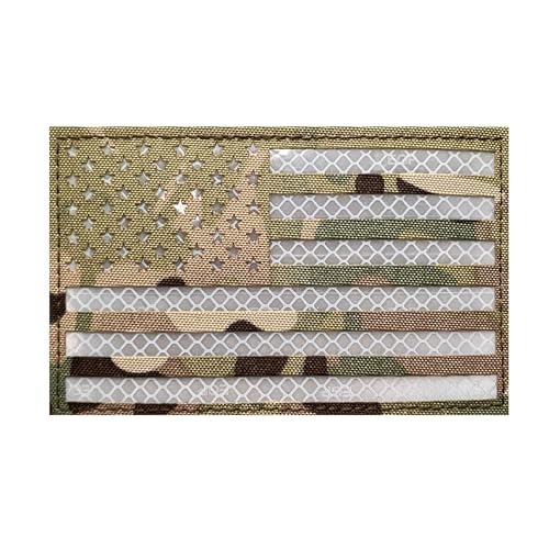 3 x 5 große reflektierende US-amerikanische Flagge, taktische Flicken mit Hakenverschluss (12,7 cm Breite x 7,6 cm Höhe) (Camo-Schwarz) von jujupups