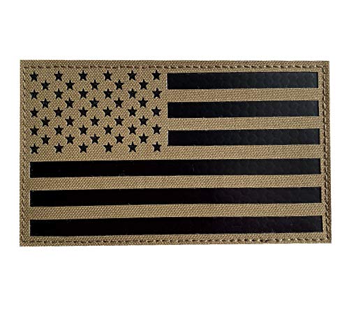 7,6 x 12,7 cm große Infrarot-USA-Flagge Patch Taktische Weste Patch Hakenverschluss Rückseite Coyote Brown Tan von jujupups