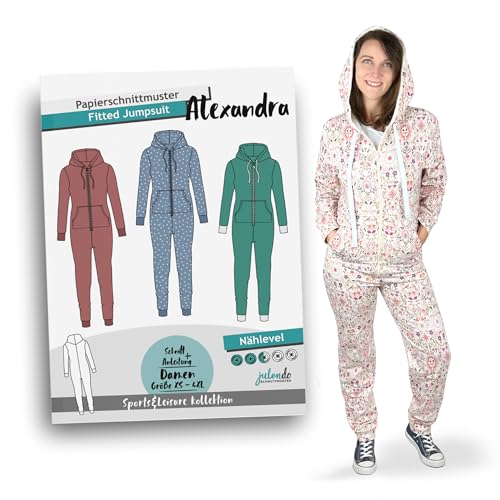 JULENDO Schnittmuster Fitted Jumpsuit Alexandra Gr. XS - 4XL | Papierschnittmuster mit Nähanleitung von julendo