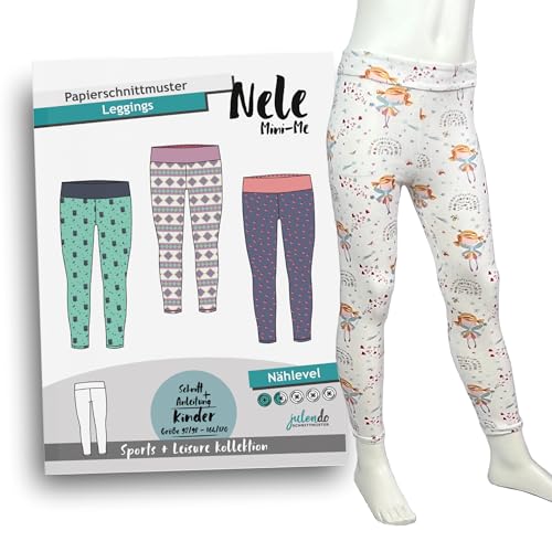 JULENDO Schnittmuster Kinder-Leggings Nele Mini-Me Gr. 92/98 bis 164/170 | Papierschnittmuster für Mädchen mit Nähanleitung von julendo