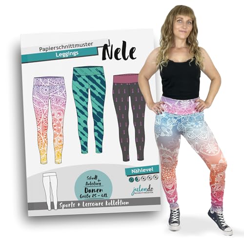 JULENDO Schnittmuster Leggings Nele Gr. XS - 4XL | Papierschnittmuster für Damen mit Nähanleitung von julendo