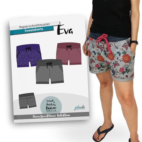 JULENDO Schnittmuster Sweatshorts Eva - kurze Sommerhose | Papierschnittmuster für Damen mit Nähanleitung (PS-004) von julendo