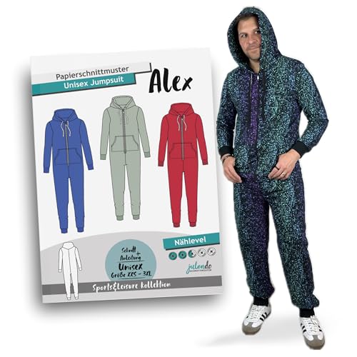 JULENDO Schnittmuster Unisex Jumpsuit Alex Gr. XXS - 3XL | Papierschnittmuster mit Nähanleitung von julendo