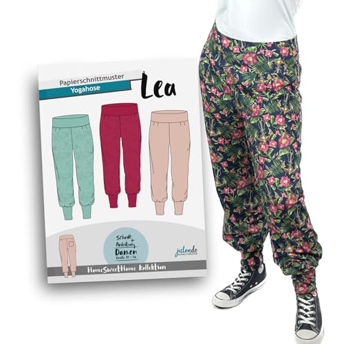 JULENDO Schnittmuster Yogahose Lea | Papierschnittmuster für Damen mit Nähanleitung (Gr. 32 bis 54) von julendo