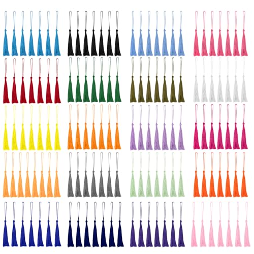 180 Stück Mini Quasten, 20 Farben Seidig Weiche Bunte Quasten Anhänger Weiche Quasten als Lesezeichen handgefertigte Troddeln Quasten für DIY Schmuck Schlüsselanhänger von jwogngls