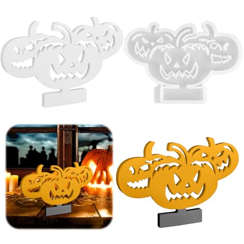 Halloween Silikonformen Gießformen, Gipsformen Zum Gießen mit 3 Kürbisköpfe, Silikonform Kürbis Weich, Formen für Gips Gießen für Handwerk Ornamente Fondant Duftkerze Soap von jwogngls