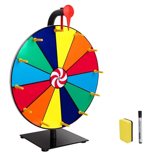 jxgzyy Drehendes Preisrad, 30,5 cm, Roulette-Spinner-Rad mit trocken abwischbaren Markern und Radiergummi, 12 Farbschlitze, Glücksspiel für Messen, Karneval, Party, Pub, Glücksspiel von jxgzyy