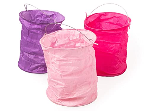 kadoh Papier-Lampions (3 St.) • Lichtertüten in Babyrosa, Pink & Lila • Partydeko für Hochzeit, Geburtstag, Fasching • Größe M von kadoh