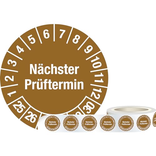 kaiserkraft | Prüfplakette (Nächster Prüftermin) | Folie | Ø 30 mm | 1 Rolle mit 1000 Stück | 25-30 | braun von kaiserkraft