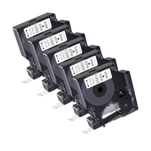 5x kamo Schriftbänder Kompatibel für Dymo D1 45013 (12mm x 7m) Schwarz auf Weiß, für LabelManager 120P 160 210D 220P 260P 280 350D 360D 420P LabelPoint 100 150 200 LabelWriter 400 450 DUO von kamo