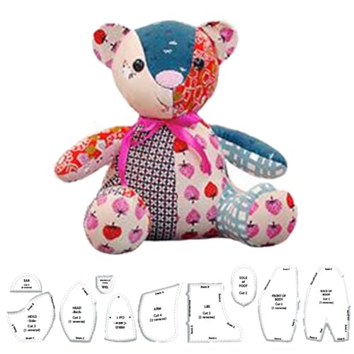 Memory Bear Vorlagen-Lineal-Set, Melodie Memory Bear Schnittmuster, Vorlagen-Set für Frühling Ostern Party Dekoration, mit Anleitung (25,4 cm) von KeyoGoS