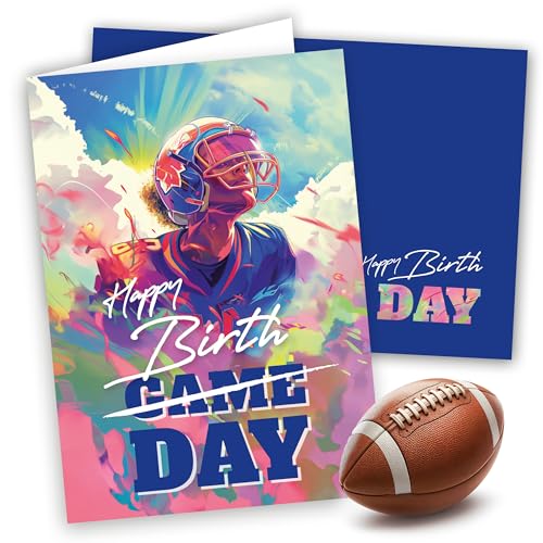 • AMERICAN FOOTBALL • Geburtstagskarte Happy Birthday | Ideal für Footballgeschenke, Sport & Football-Fans | Glückwunschkarte zum Geburtstag | Beschreibbare Klappkarte + bedruckter Umschlag von karten Deluxe