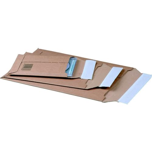 karton-billiger | Versandtasche aus Karton Pappe Wellpappe, selbstklebend Aufreißfaden, Warensendung Büchersendung | Format: CD - A3 (25, A4+ - IM 337x235x350mm) von karton-billiger
