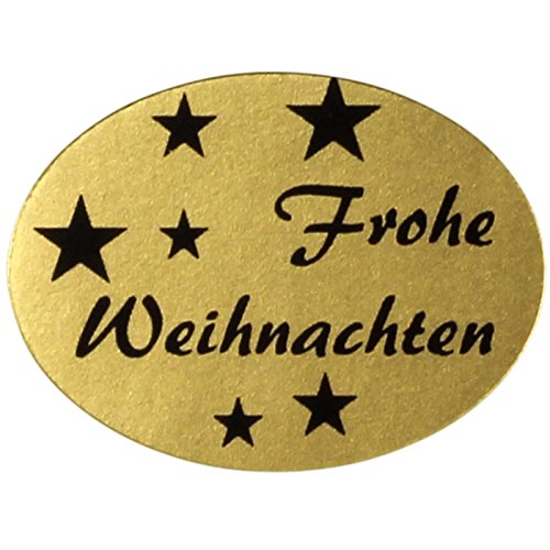 100 Etiketten/Aufkleber "Frohe Weihnachten" Weihnachtsaufkleber Weihnachtssticker 25 x 18 mm Haftpapier auf Rolle, ab 500 mit Spender von kaufdeinschild