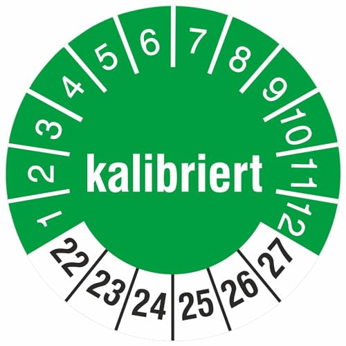 Prüfetiketten mit Aufdruck KALIBRIERT Prüfplaketten 30 mm rund 2022-27 (30mm Durchmesser, 50) von kaufdeinschild