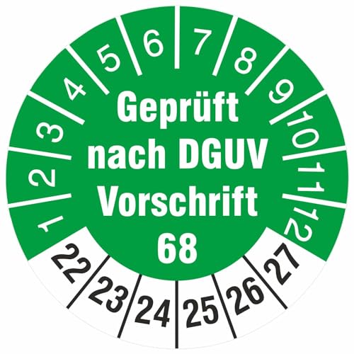 Prüfplaketten geprüft nach DGUV Vorschrift 68 Prüfetiketten 2022-27 (Durchmesser 30mm, 200) von kaufdeinschild