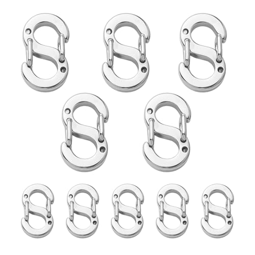 Kayqbonke 10 Stück Doppelöffnungs-Verkürzer-Verschluss, 2 Größen Edelstahl-Armband Verschlüsse, S-Lock Verschlüsse für Armbänder, Halsketten Verschlüsse für Halsketten-Clip, Armband-Verbinder von kayqbonke