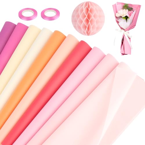 Kayqbonke Rosa Seidenpapier Verpackungsmaterial, Insgesamt 200 Blatt von 10 Verschiedene Farben von Geschenkpapier Rosa, 21 X 30 Cm Tissue Paper für Geschenkpapier DIY Geburtstag Hochzeit Kinderfest von kayqbonke