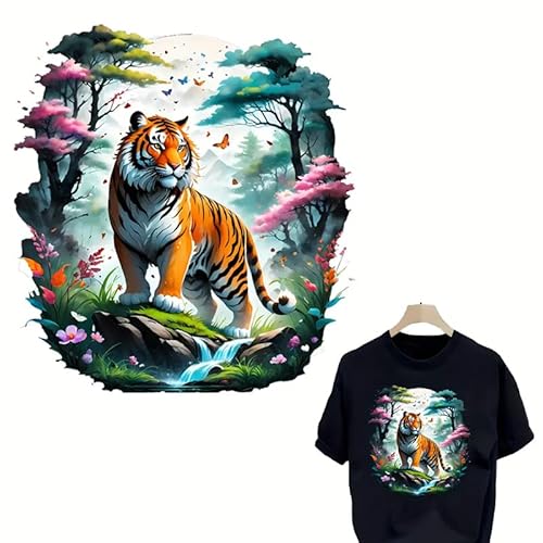 2 x Forest King Fashion Bügelbilder für T-Shirts Reiben auf Transfers Aufkleber Vinyl fertig zum Drücken Aufkleber zum Aufbügeln für T-Shirts Kleidung Hoodie DIY Handwerk von kbatuo