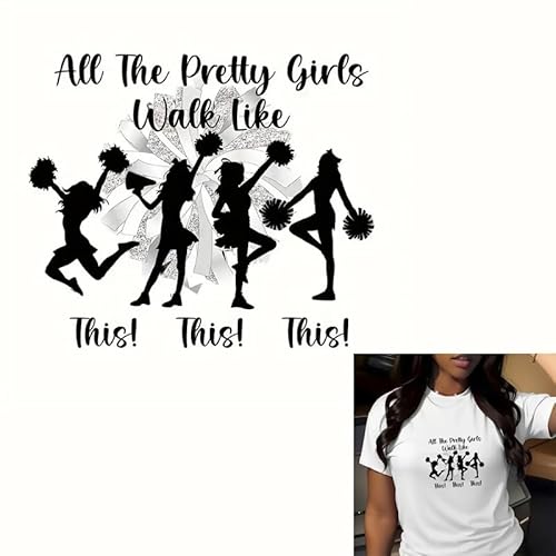 Cheerleader Silhouette Bügelbilder für T-Shirts Reiben auf Transfers Aufkleber Vinyl Fertig zum Drücken Aufkleber Aufbügeln Aufkleber für T-Shirts Kleidung Hoodie DIY Handwerk von kbatuo