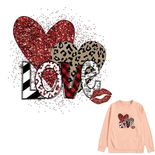 Leopard Herz Bügelbilder für T-Shirts Reiben auf Transfers Aufkleber Vinyl Fertig zum Drücken Aufkleber Aufbügeln Aufkleber für T-Shirts Kleidung Hoodie DIY Handwerk von kbatuo