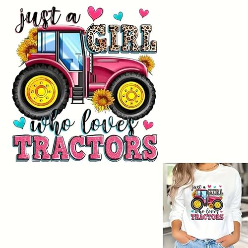 Traktor Blume Liebe Bügelbilder für T-Shirts Reiben auf Transfers Aufkleber Vinyl Fertig zum Drücken Aufkleber Aufbügeln Aufkleber für T-Shirts Kleidung Hoodie DIY Handwerk von kbatuo