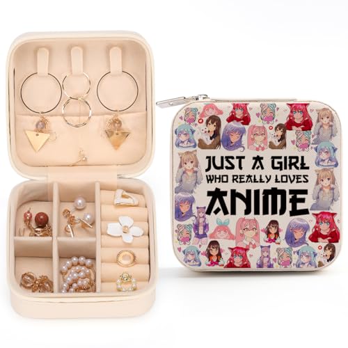 kdxpbpz Anime-Liebhaber, Geschenke für Mädchen, Anime-Reise-Schmuckkästchen, "Just A Girl Who Really Loves", Anime-Liebhaber, Geschenk, Organizer, Schmuckschatulle, 9,9 x 9,9 x 5,1 cm von kdxpbpz